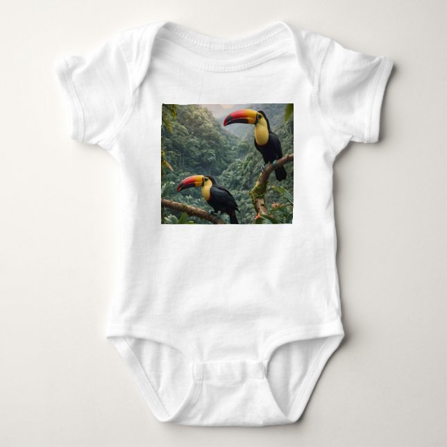 Tropische Harmonie: Zwei Toucans auf der Canopy Baby Strampler (Vorderseite)