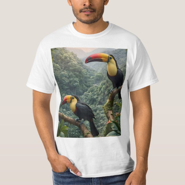 Tropische Harmonie: Zwei Toucans auf der Canopy, T-Shirt (Vorderseite)