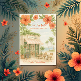 Tropische Hawaii-Hochzeit in Urlaubsort Save the D Einladung