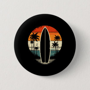 Tropische Hawaii Palme Surfen Strand Surfboard Sur Button