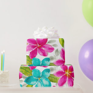 Tropische Hawaii-Plumerie-Rosa-Frangipani-Blumen Geschenkpapier