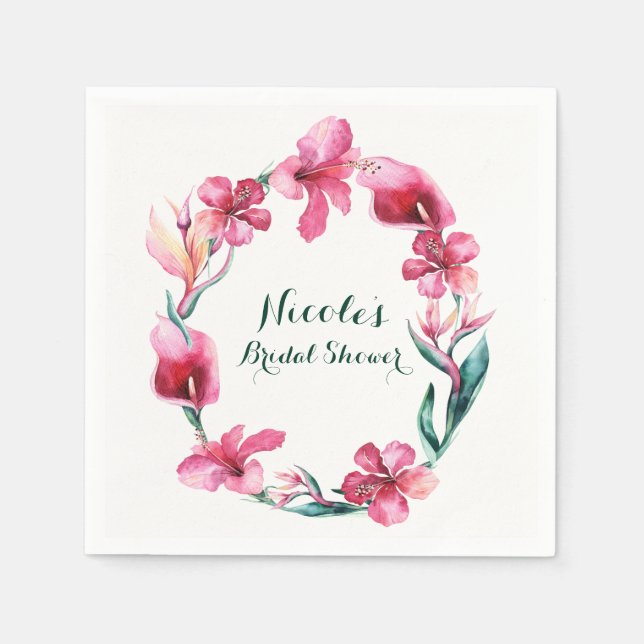 Tropische hawaiianische Blume Elegantes Hochzeitss Serviette (Vorderseite)