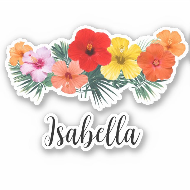 Tropische hawaiianische Blume Hibiskus Decal Stick Aufkleber (Vorderseite)