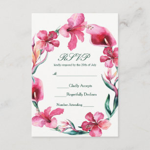Tropische Hawaiianische Blumen Elegante Hochzeits- RSVP Karte