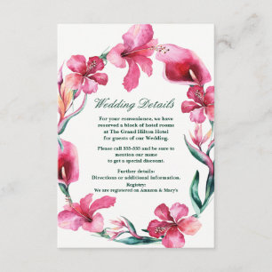 Tropische hawaiianische Blumen elegante Hochzeitsd Begleitkarte