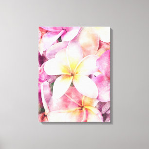Tropische Hawaiianische Plumeria, weiße Blume Leinwanddruck
