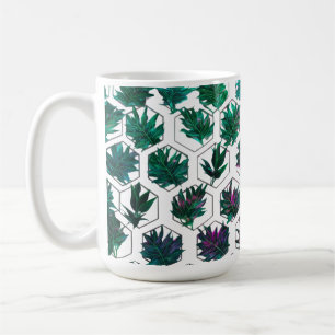 Tropische Hexagon-Blätter - Klassische Tasse 15 oz