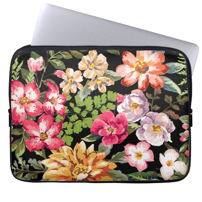 Tropische Hibiskus-Blumen-Blumenlaptop-Hülse Laptopschutzhülle (Vorderseite)