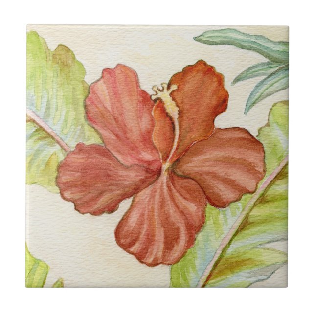 Tropische Hibiskus-Fliese Fliese (Vorderseite)