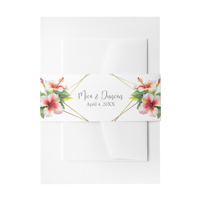 Tropische Hibiskus-Hochzeit Einladungsbanderole (Vorderseite Beispiel)