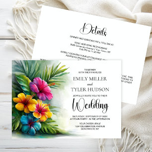 Tropische Hibiskus-Hochzeit für alle Anlässe Einladung