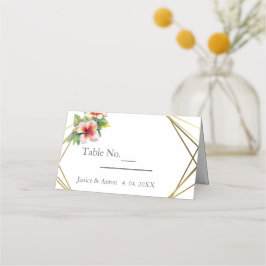 Tropische Hibiskus-Hochzeit Platzkarte