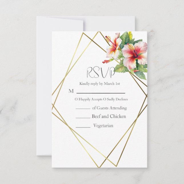 Tropische Hibiskus-Hochzeit RSVP Karte (Vorderseite)