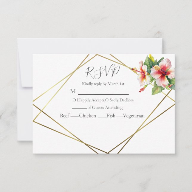 Tropische Hibiskus-Hochzeit RSVP Karte (Vorderseite)