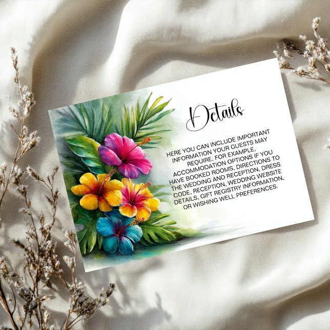 Tropische Hibiskus-Hochzeitsdetails Begleitkarte (Von Creator hochgeladen)