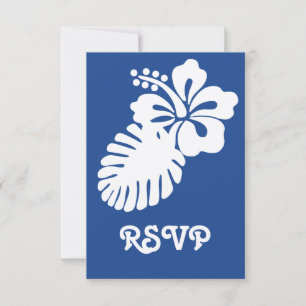 Tropische Hibiskus in Blau RSVP-Karte RSVP Karte