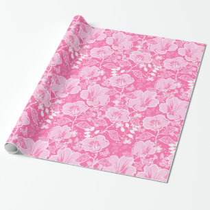 Tropische Hibiskus-u. Schmetterlings-Schatten des Geschenkpapier