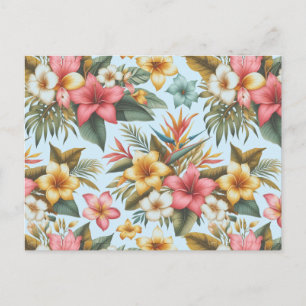 Tropische Hibiskusblüten Muster Postkarte