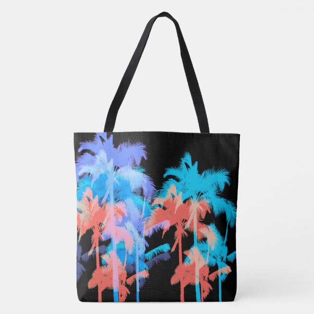 Tropische Hitzewelle Neon Hawaiian Palm Beach Bag Tasche (Vorderseite)