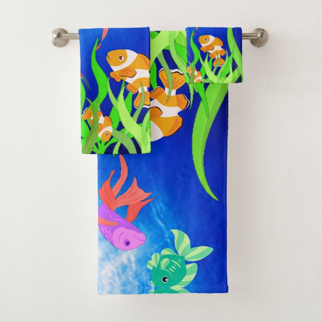 Tropische Hochseefische aus blauem Wasser Badhandtuch Set (Insitu)