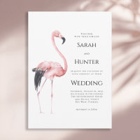 Tropische Hochzeit am Strand mit rosa Flamingos