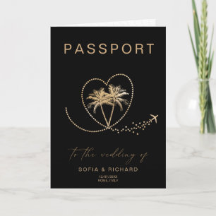 Tropische Hochzeit am Traumziel Reisepass QR Code Einladung