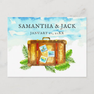 Tropische Hochzeit am Traumziel   Save the Date Ankündigungspostkarte