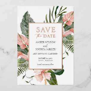 Tropische Hochzeit am Traumziel - Save the Date Folieneinladung