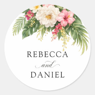 Tropische Hochzeit Aufkleber Floral Hibiskus Grün