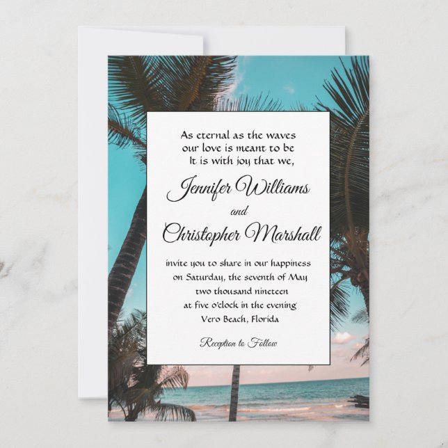 Tropische Hochzeit Einladung (Vorderseite)