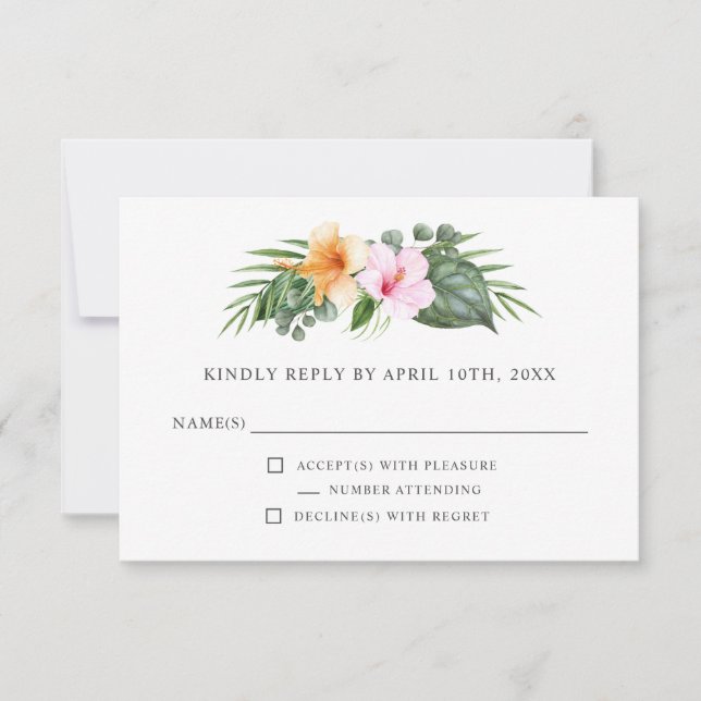 Tropische Hochzeit im Paradies UAWG RSVP Karte (Vorderseite)