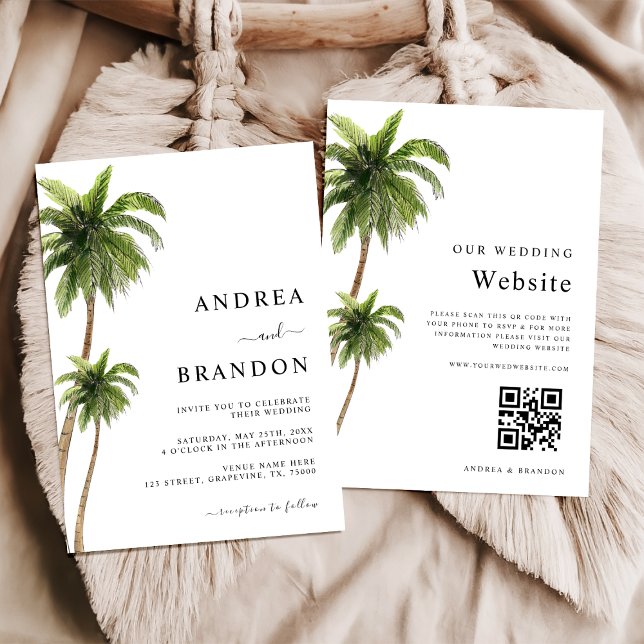 Tropische Hochzeit in Urlaubsort der Palmen Einladung (Von Creator hochgeladen)