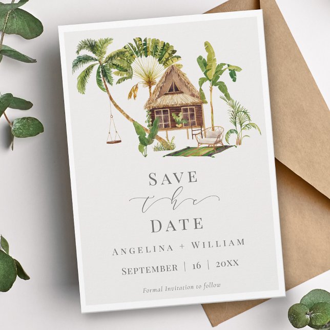 Tropische Hochzeit in Urlaubsort Save the Date Einladung (Von Creator hochgeladen)