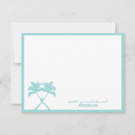 Tropische Hochzeit in Urlaubsort von Knotted Palm Dankeskarte