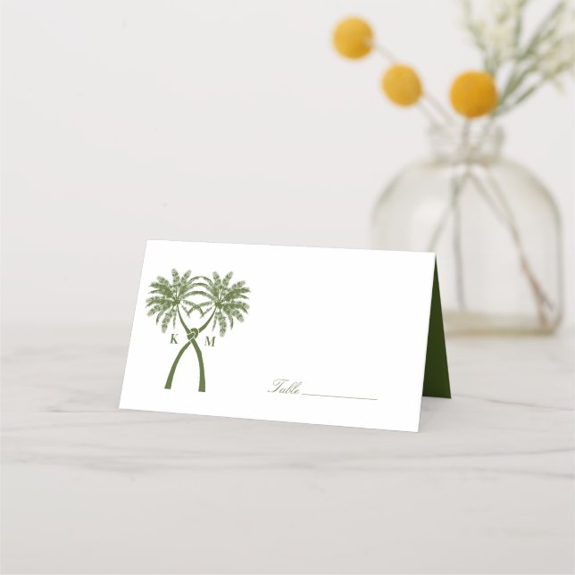 Tropische Hochzeit in Urlaubsort von Knotted Palm  Platzkarte (Vorderseite)