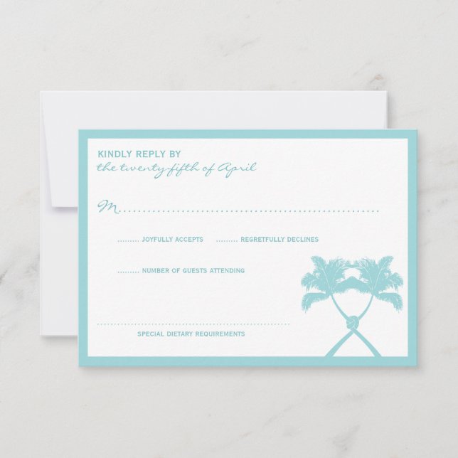 Tropische Hochzeit in Urlaubsort von Knotted Palm  RSVP Karte (Vorderseite)