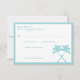 Tropische Hochzeit in Urlaubsort von Knotted Palm RSVP Karte