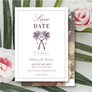 Tropische Hochzeit in Urlaubsort von Knotted Palm Save The Date