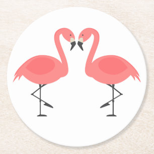 Tropische Hochzeit mit rosa Flamingos, Party, Luau Runder Pappuntersetzer