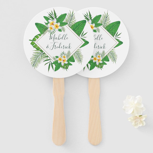 Tropische Hochzeit mit Wasserfarbe Fächer (Vorne und Hinten)