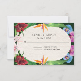Tropische Hochzeit mit Wasserfarbe RSVP Karte