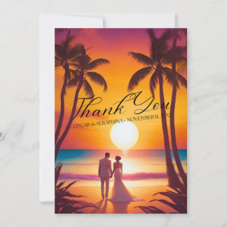 Tropische Hochzeit - Moderne Skriptkalligrafie Dankeskarte