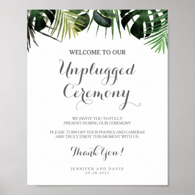Tropische Hochzeit ohne Stecker Zeremonie Signatur Poster (Vorne)