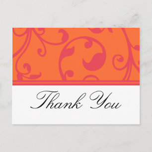 Tropische Hochzeit Orange Pink Danke Postkarten