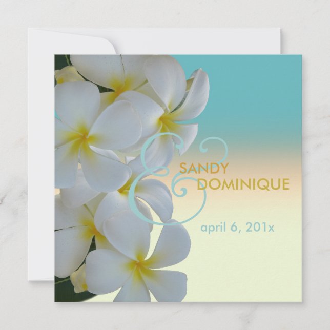 Tropische Hochzeit Plumeria Lei Einladung (Vorderseite)