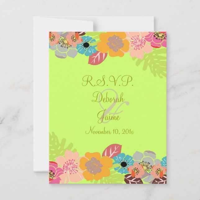 Tropische Hochzeit RSVP/Fügen Sie Ihren Hintergrun RSVP Karte (Vorderseite)