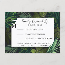 Tropische Hochzeit, RSVP-Karte für tropische Veget Einladungspostkarte