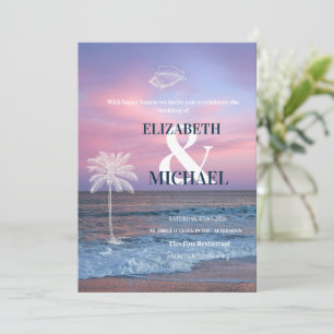 Tropische Hochzeit Sonnenaufgang Ozean Strand Einladung