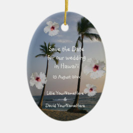 Tropische Hochzeit speichern Sie das Date-Foto Keramik Ornament