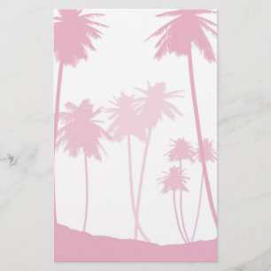 Tropische Hochzeit von Palmen in Rosa Briefpapier